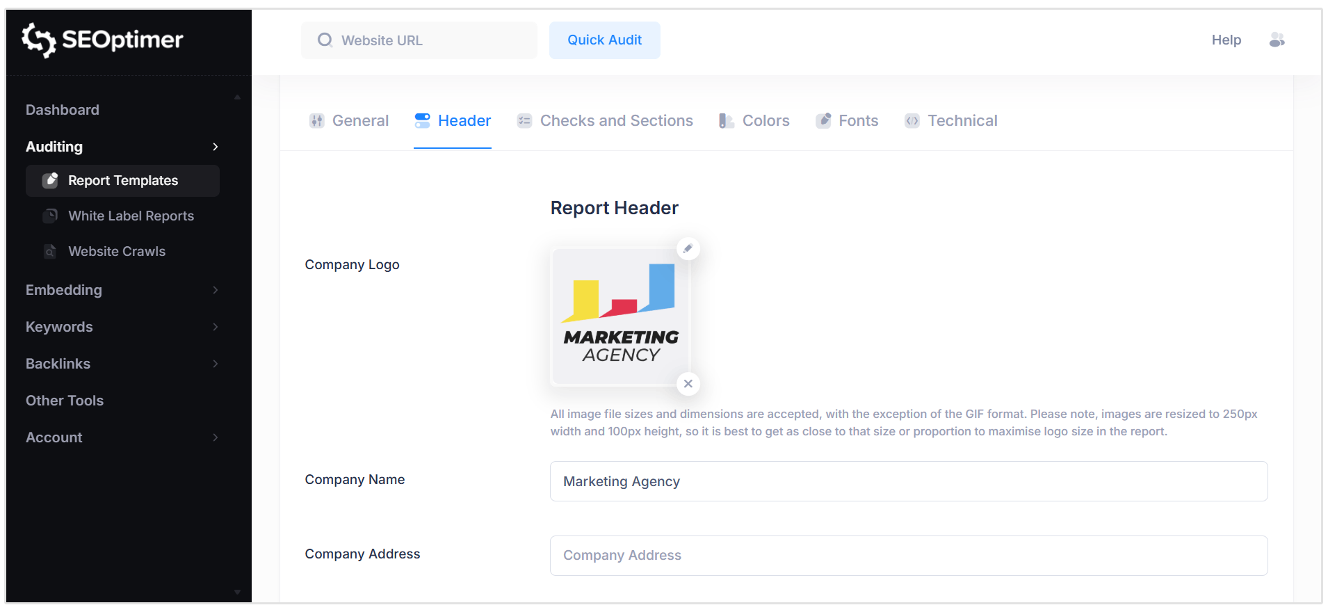 Tilpas rapportskabelon
